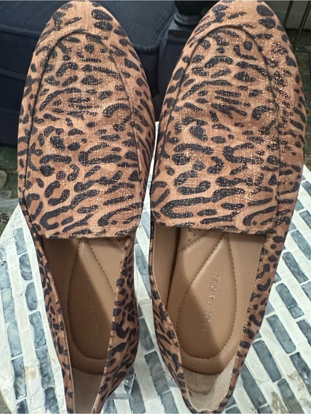 Alex Marie Metallic Leopard -Print Slip-On‎ Loafers size 7